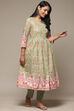 Blue Cotton Gathered Kurta Pants 2 Piece Set image number 0