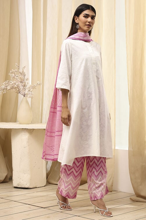 Blue Cotton Straight Suit Set image number 4