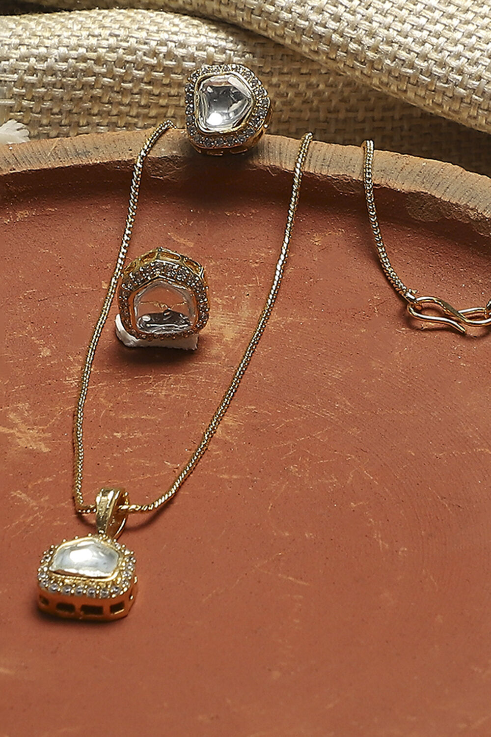 Gold Brass Necklace Set image number 0