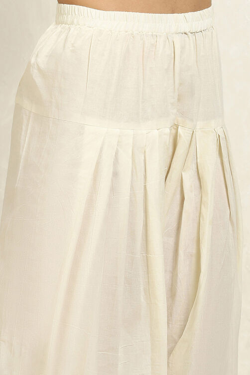 White Cotton Blend Handloom Unstitched Suit Set image number 3