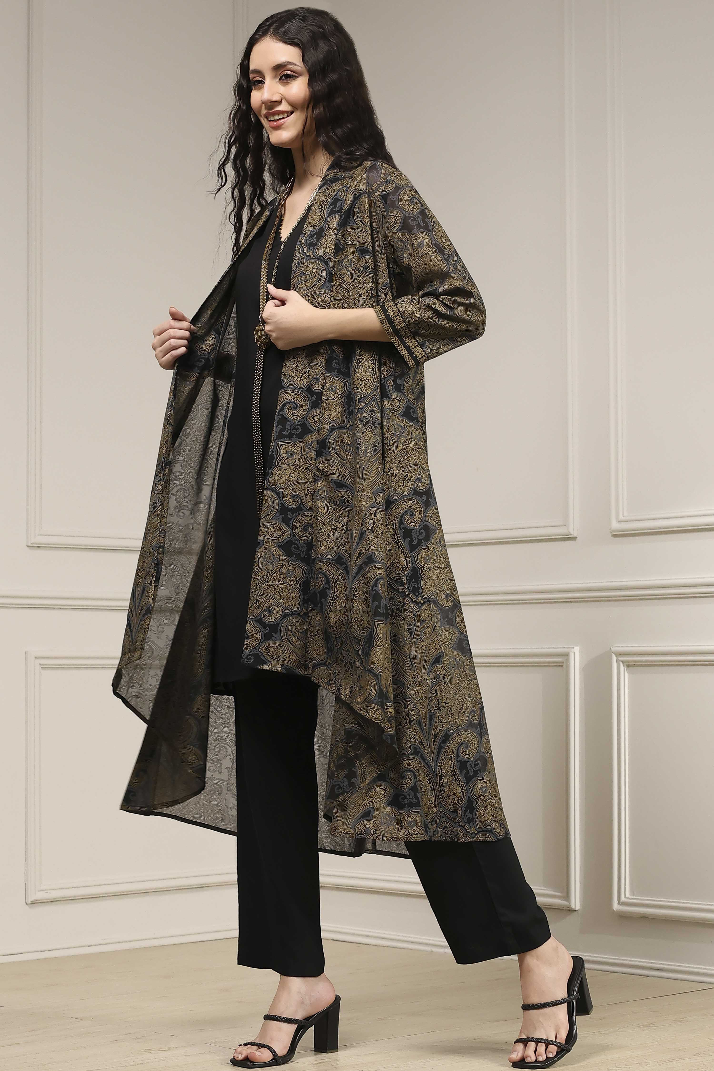 Black Viscose Rayon Straight Dyed Fusion Set image number 3