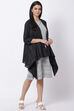 Grey Kurta And Lapel Cascade Yarndyed Shrug image number 3