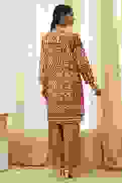 Rust Pure Cotton Printed Kurta Set image number 4