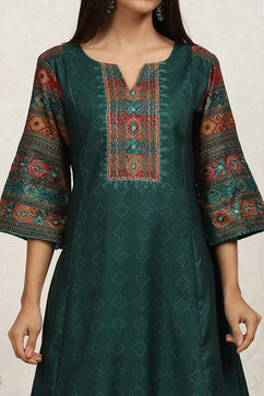 Teal Pashmina Machine Embroidery Unstitched Suit Set image number 2