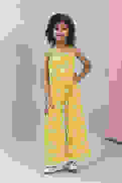 Yellow Cotton Strappy Straight Jumpsuit image number 5