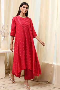 Red Shantoon Asymmetric Suit Set image number 5