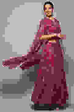 Pink Polyester Straight Lehenga Set image number 5