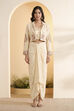 Ivory Viscose Rayon Embroidered Layered Fusion Set image number 5