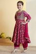 Pink Viscose Rayon Anarkali Suit Set image number 3
