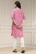 Pink Cotton Straight Yarndyed Kurta image number 3