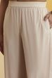 Cream Paisley Printed Poly Linen Kurta Set image number 2