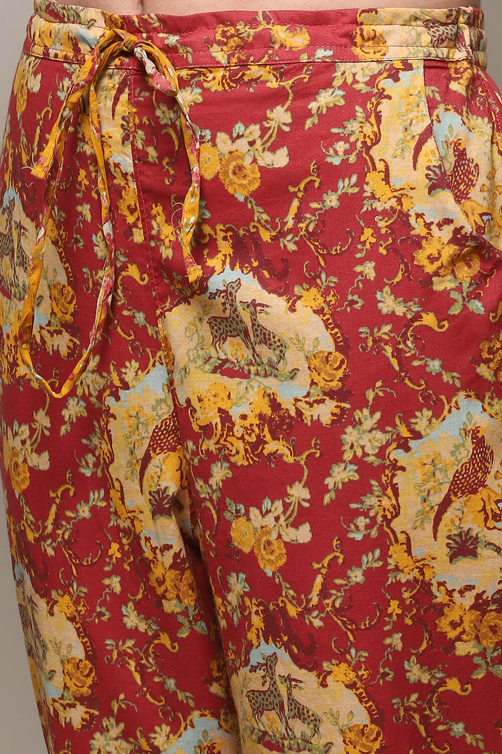 Mustard Cotton Straight Kurta Relaxed Pant Suit Set image number 2