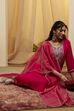 Fuschia Viscose Rayon Straight Suit Set