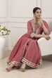 Pink Poly Tissue Anarkali Suit Set