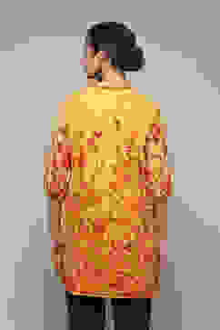 Yellow Polyester Straight Printed Top image number 5