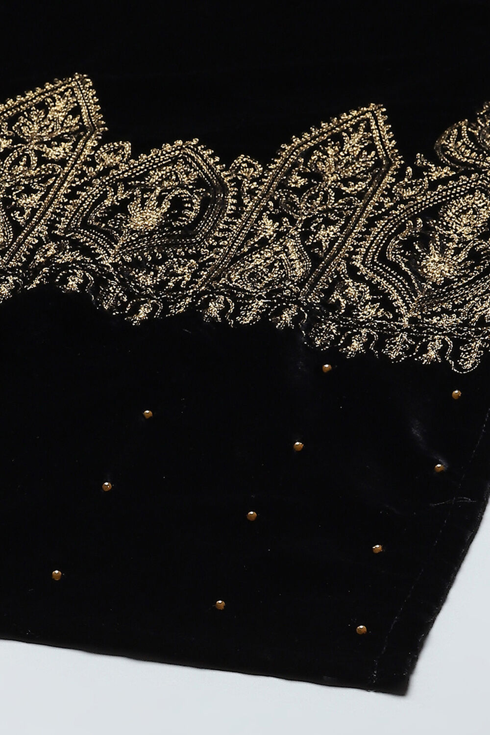 Black Polyester Straight Solid Kurta Pant Suit Set image number 3