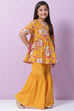 Red Cotton Flared Printed Kurta Set image number 5