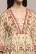 Off White-Pink Cotton Anarkali Printed Suit Set image number 1