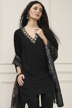 Black Viscose Rayon Relaxed Solid Suit Set image number 6
