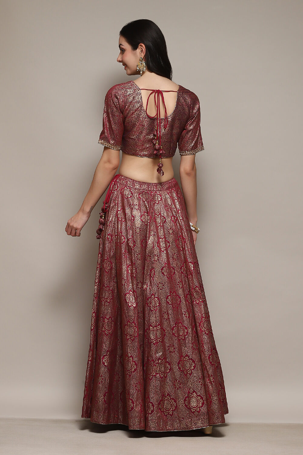 Navy Blue Polyester Straight Kurta Lehenga Set image number 4