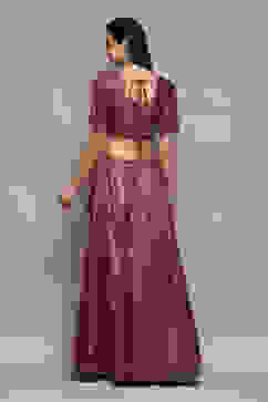 Meganta Poly Dupion Straight Kurta Lehenga Set image number 4