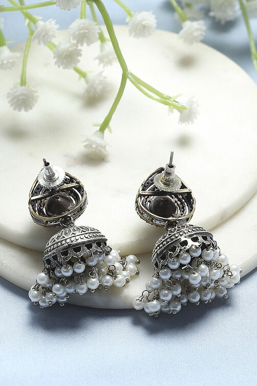 Navy Brass Jhumka image number 2