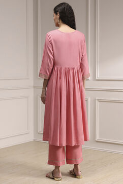 Peach-Colored Dyed Gathered Suit Set image number 4