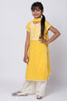 Yellow Cotton Chikankari Straight Kurta Palazzo Suit Set image number 2