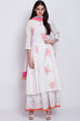 Red Cotton Flared Printed Kurta image number 3