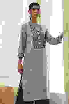 Indigo Printed Straight Kurta image number 6