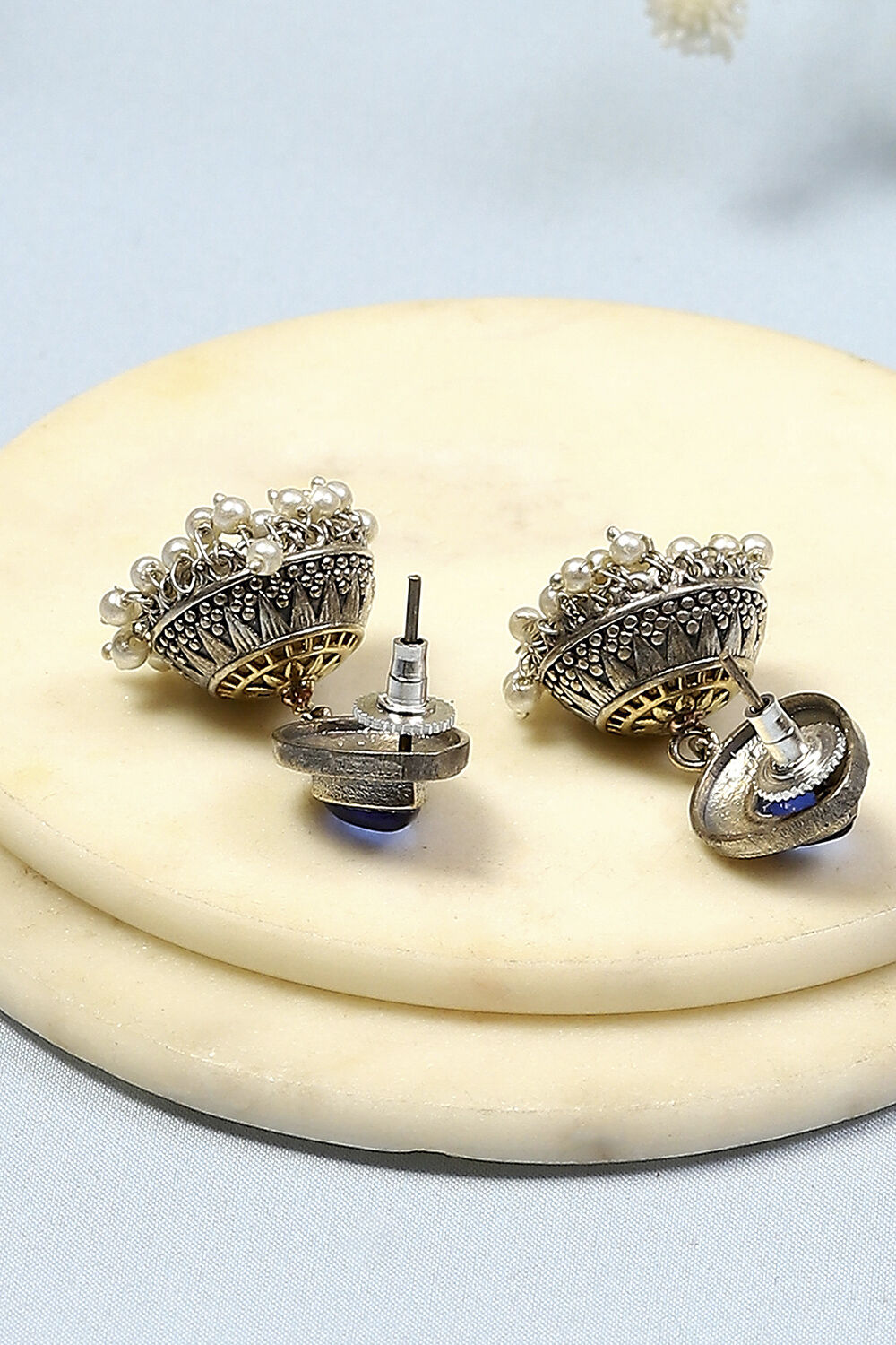 Navy Brass Jhumka image number 2