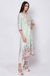 Mint Green Cotton A-Line Printed Kurta image number 3