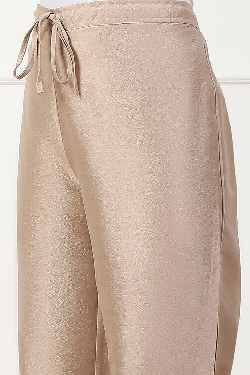 Beige Solid Mid-Rise Straight Palazzo image number 1