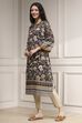 Navy Blue Printed Straight Kurta image number 2