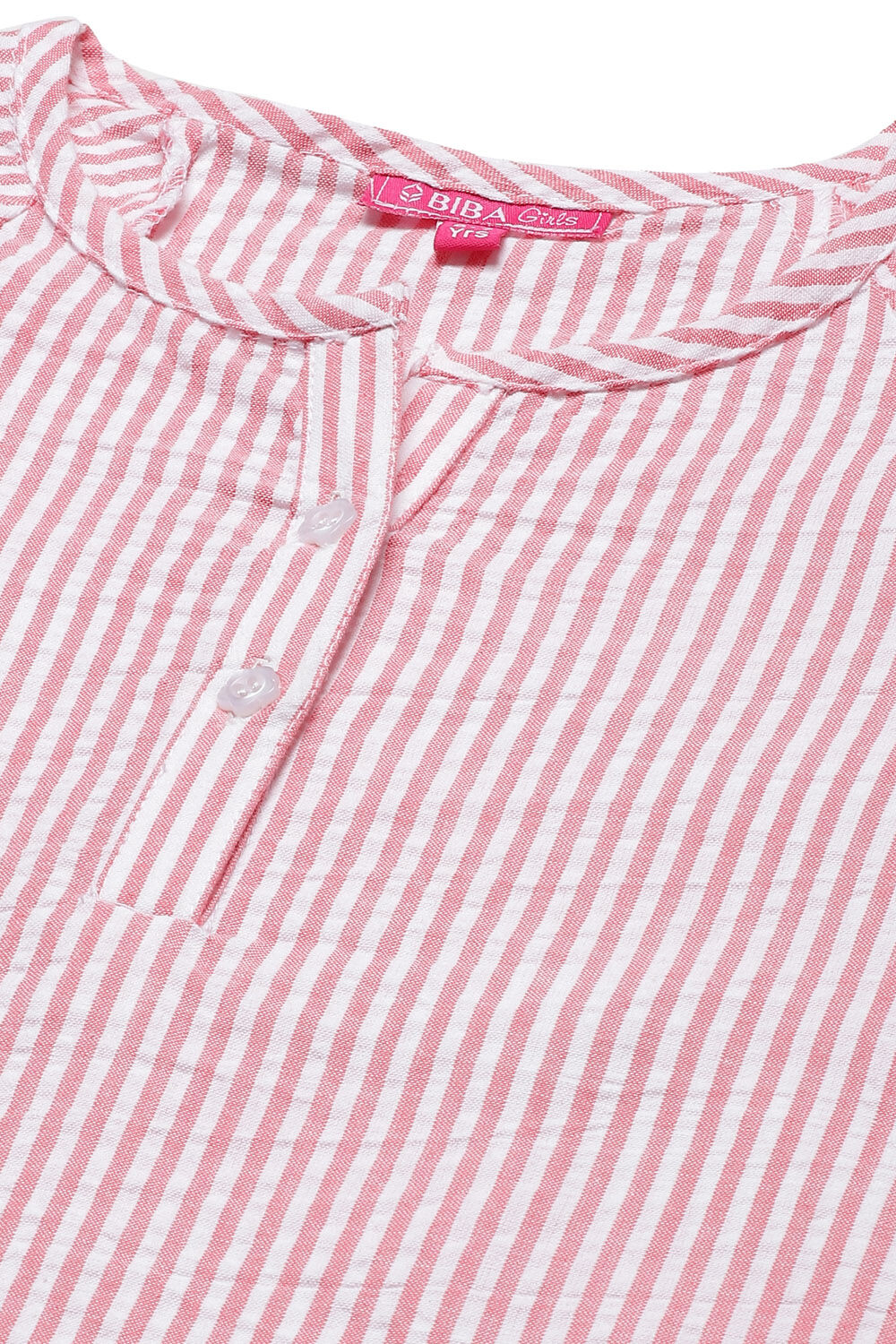 Pink Cotton Flared Yarndyed Dress image number 1