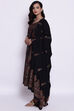 Black Cotton Straight Kurta Regular Pant Suit Set image number 5