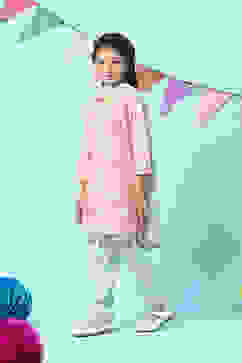 Peach Cotton Blend Straight Kurta Salwar Suit Set image number 5