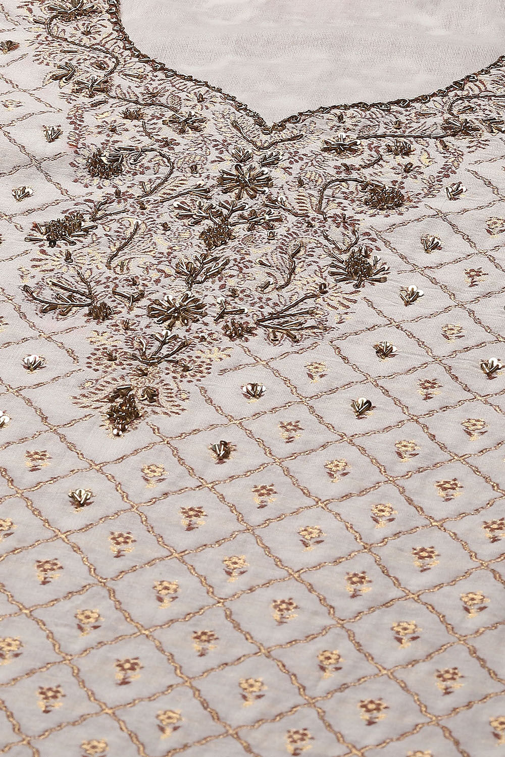 Cream Cotton Silk Straight Yarndyed Kurta Sharara Suit Set image number 1