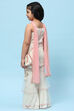 Cream Cotton Floral Embroidered Strappy Suit Set image number 5