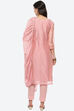 Pink Cotton Blend Unstitched Suit Set image number 4