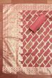 Botle Green Tissue Chanderi Embroidered Unstitched Suit Set image number 3