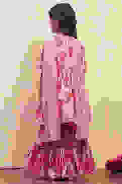 Pink Cotton Printed Gathered Suit Set image number 4