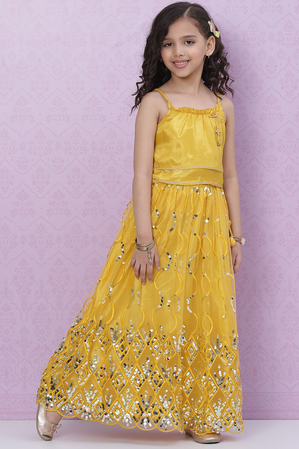 Yellow Art Silk Lehenga image number 0