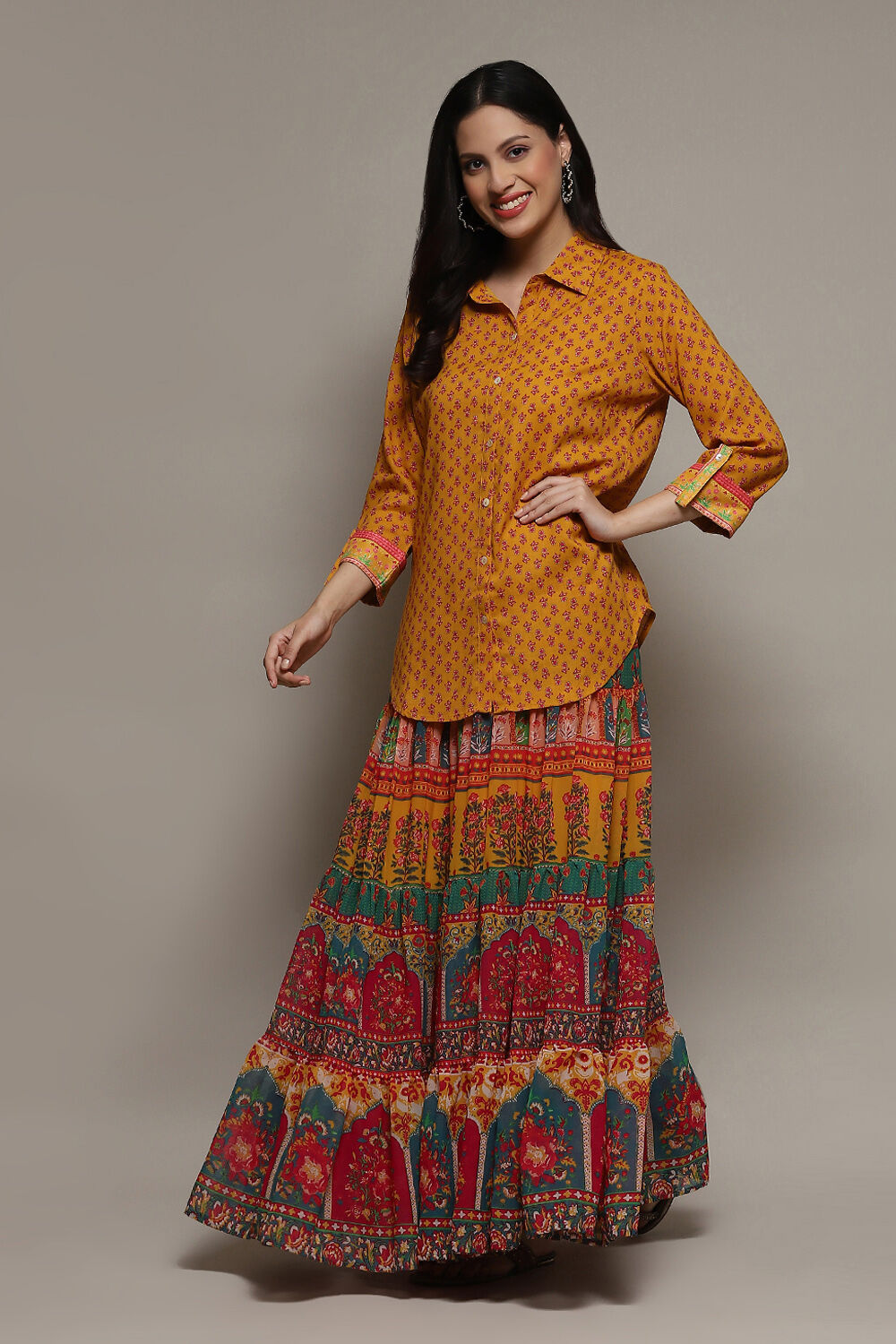 Yellow Rayon Straight Printed 2 Piece Set image number 3