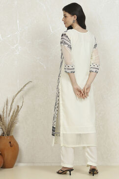 White-Black Georgette Printed Unstitched Suit Set image number 5