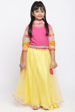 Pink And Yellow Lehenga Set image number 0