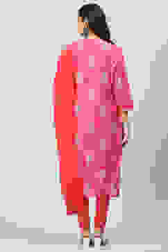 Pink Straight Kurta Churidar Suit Set image number 4