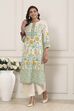 Off-White Cotton Printed Straight Kurta image number 0