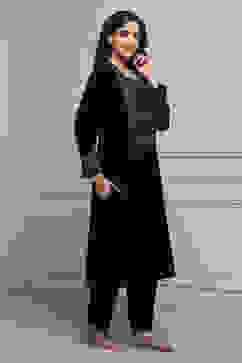 Wine Art Silk Straight Kurta Pants Set image number 4