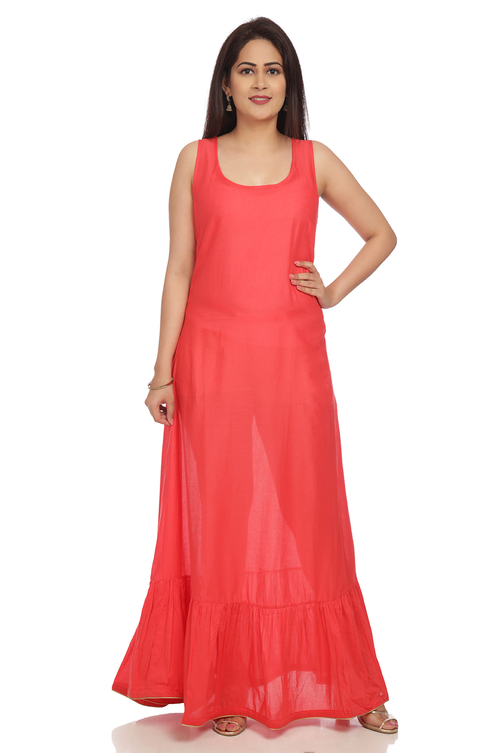 Coral Flared Cotton Printed Kurta image number 3